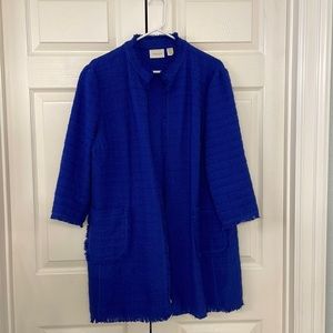 Chicos Size 3 (XL) Cobalt Blue 3/4 Sleeve Jacket